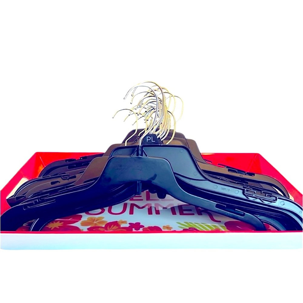 24 Black Retail Hangers with Silver Hook and All Can Add Another Hanger.